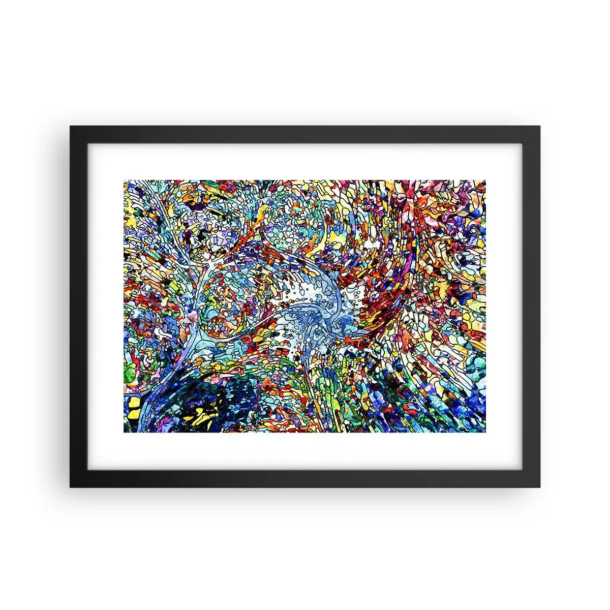 Affisch i svart ram - Glasmålning - droppar  - 40x30 cm