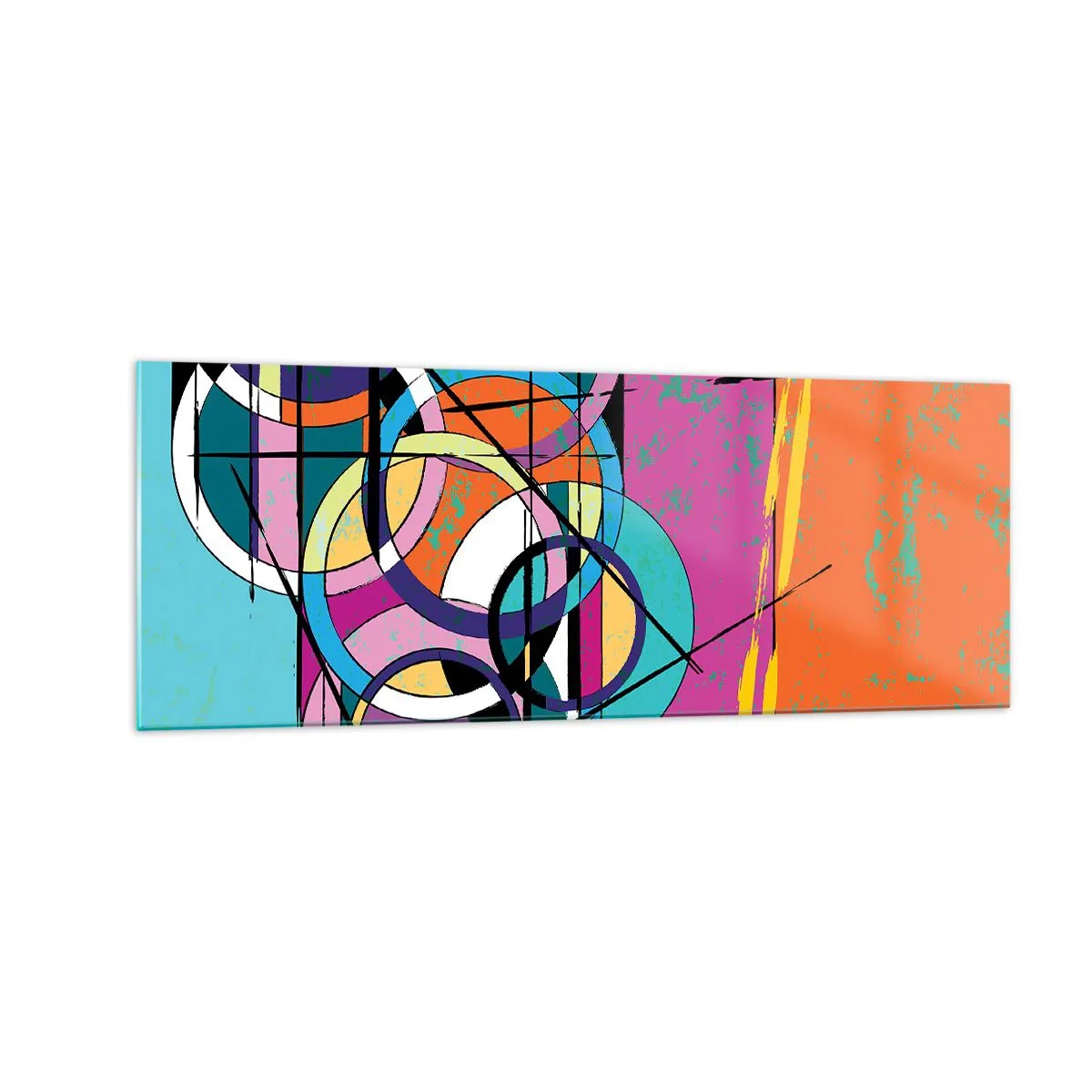 Glastavla - Bild på glas - Hjul efter hjul - 140x50 cm