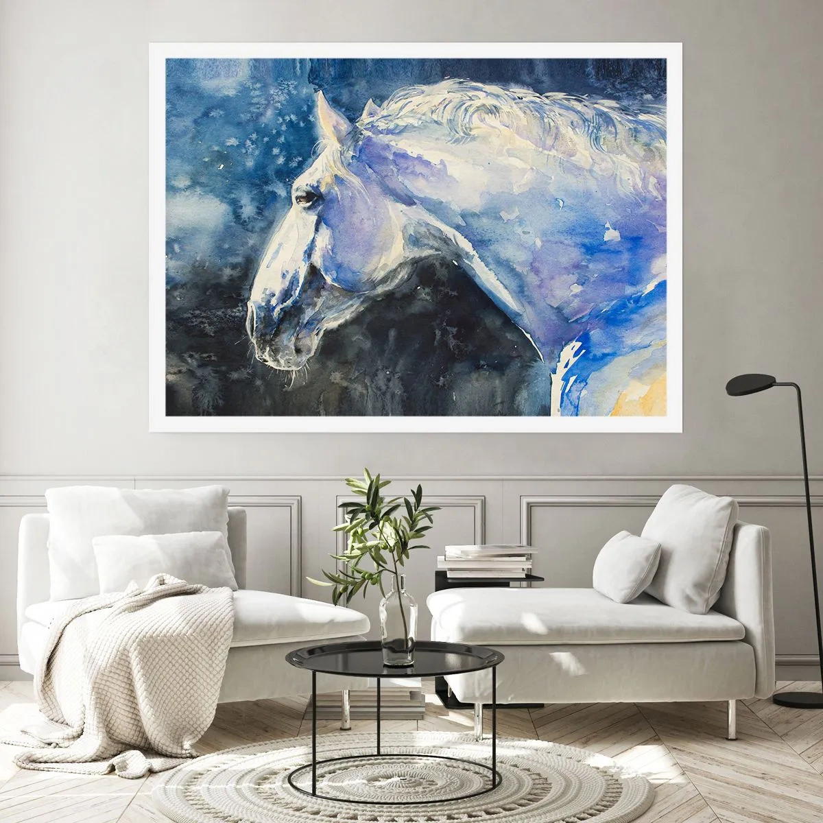 Affisch - Porträtt i blått sken - 100x70 cm