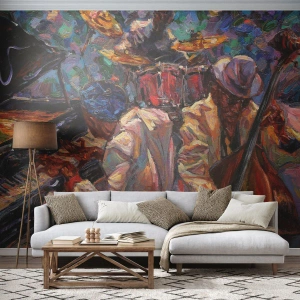 Fototapet Premium Sand - I en rytm - musik, Jazz, Kontrabas - 500x350 cm