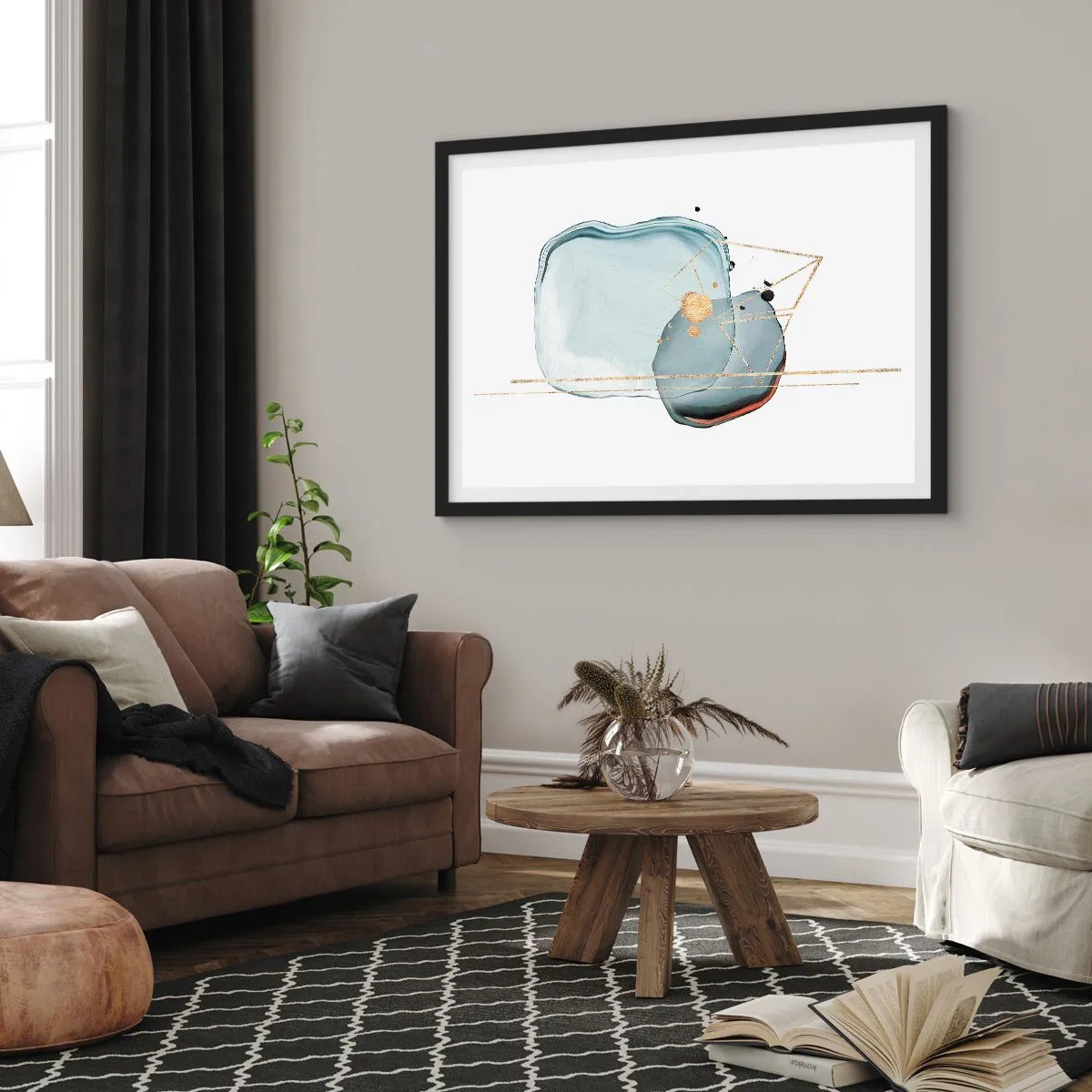 Affisch i svart ram - En studie av droppar - 70x50 cm