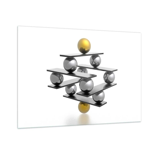 Glastavla - Bild på glas - Guld-silver balans - 100x70 cm