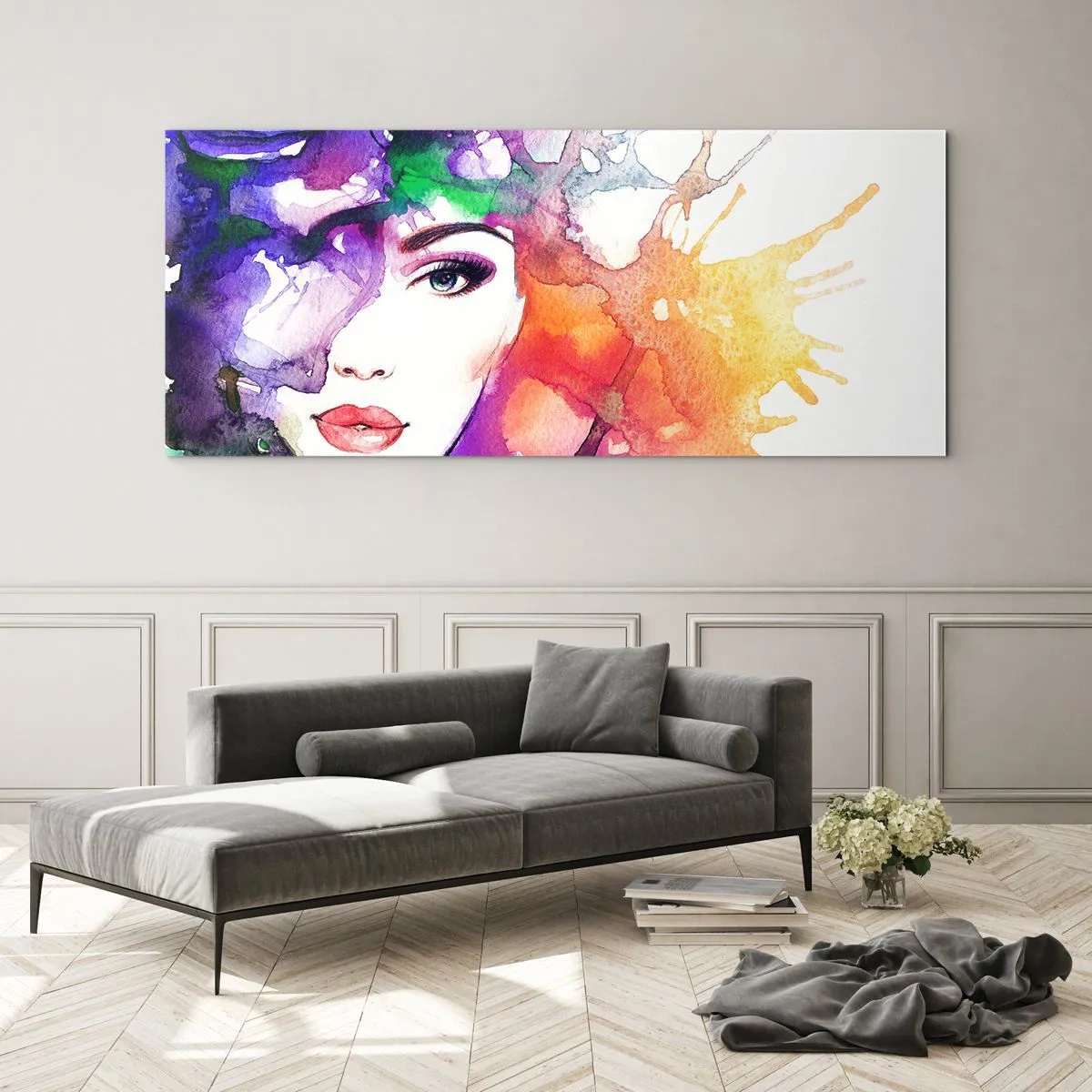 Glastavla - Bild på glas - Med huvudet i himlen - 100x40 cm