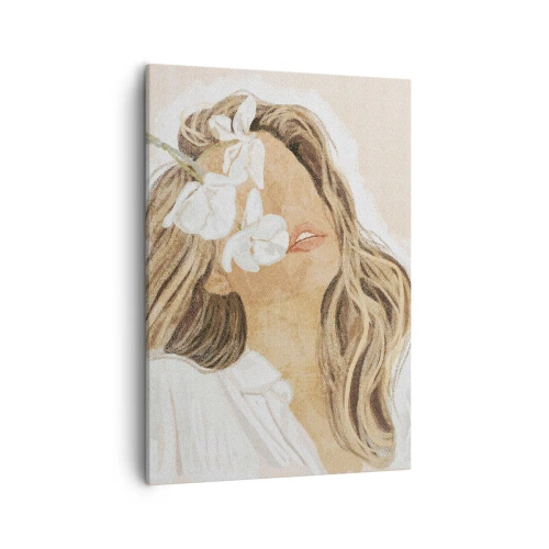 Canvastavla - Bild på duk - Bland blommorna i jubel - 50x70 cm