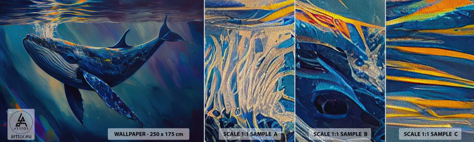 Provbit av fototapet Premium Sand - Välkommen till min värld - Val, Hav, Under vattnet - 100x30 cm