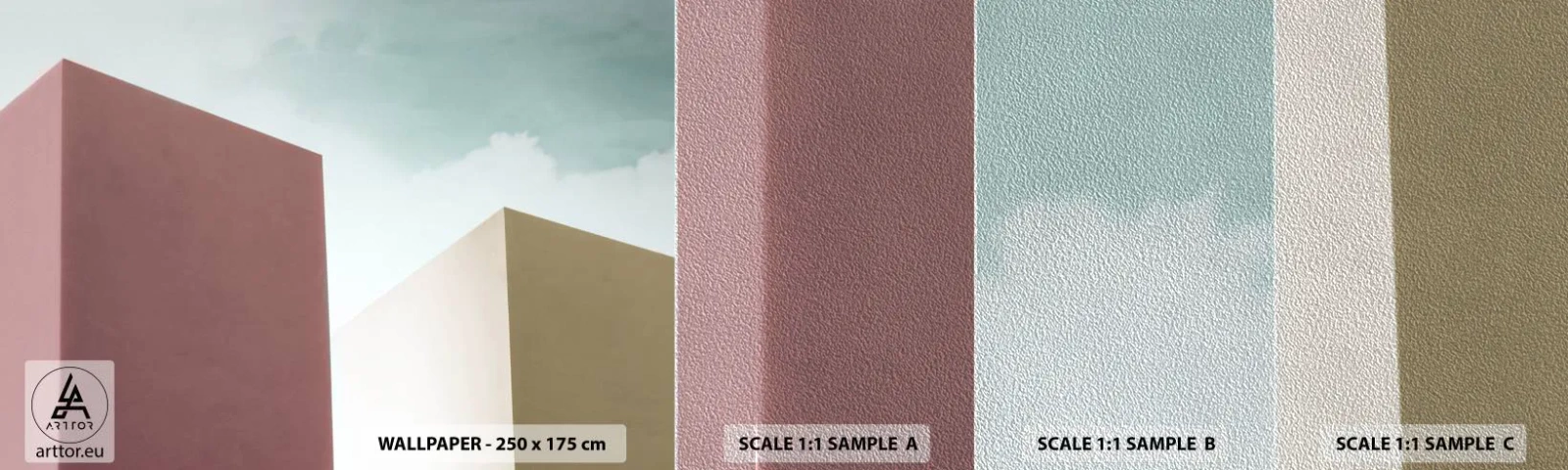 Provbit av fototapet Premium Sand - Geometri av en solig sommar - Byggnader, Arkitektur, Tredimensionell - 100x30 cm