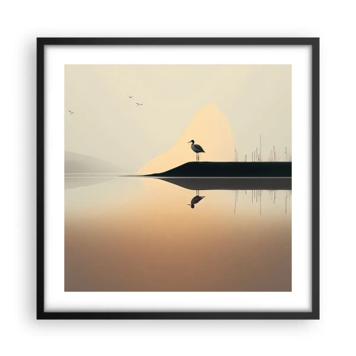 Affisch i svart ram - Herre på sjön - 50x50 cm