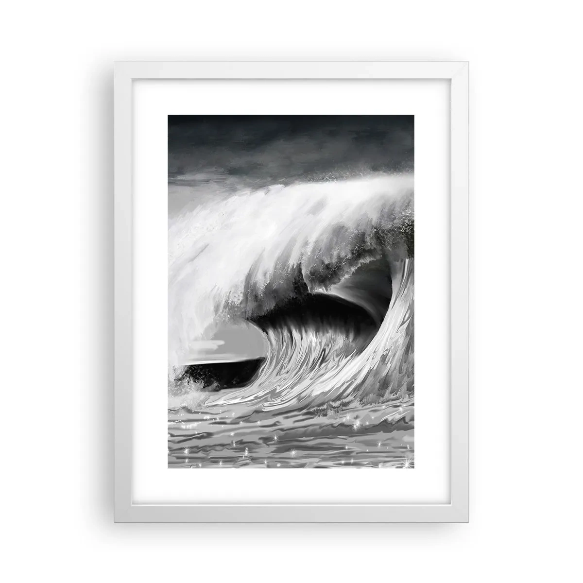Affisch i vit ram - Havets ilska - 30x40 cm