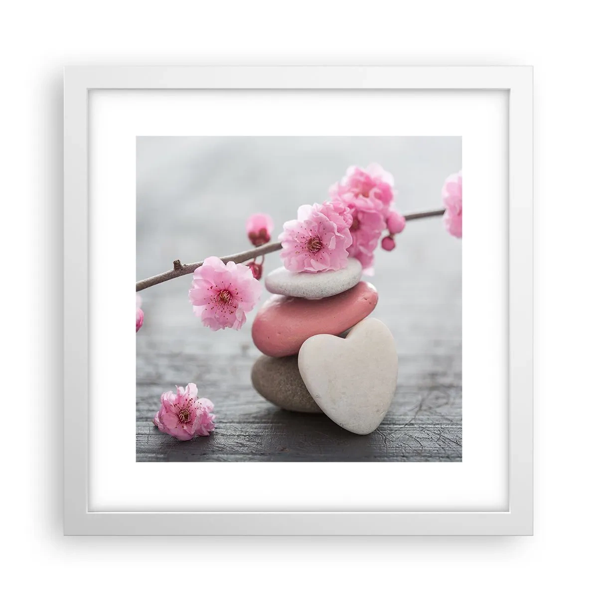 Affisch i vit ram - Salighet med körsbärsblomma - 30x30 cm