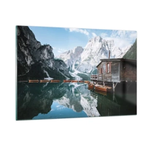 Glastavla - Bild på glas - Kristallklar fjällmorgon - 120x80 cm
