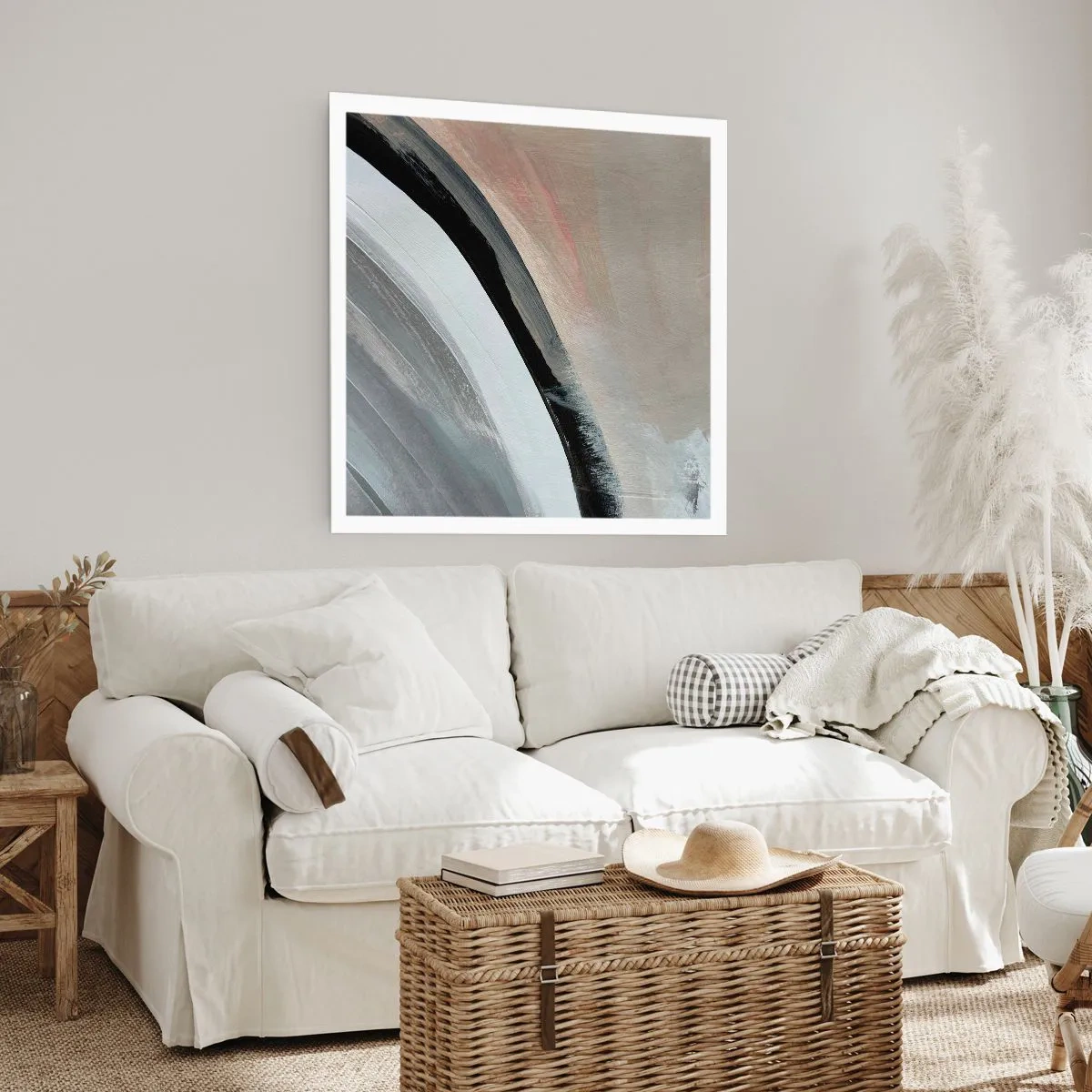 Affisch - Komposition: en båge av svart och grått - 40x40 cm