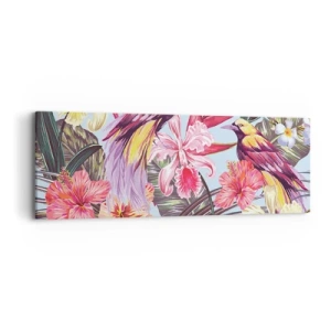 Canvastavla - Bild på duk - Flingor och fjädrar - 90x30 cm