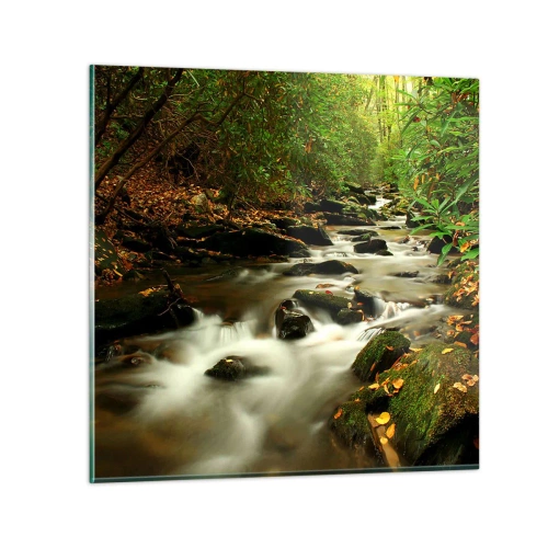 Glastavla - Bild på glas - Som flytande silver - 70x70 cm