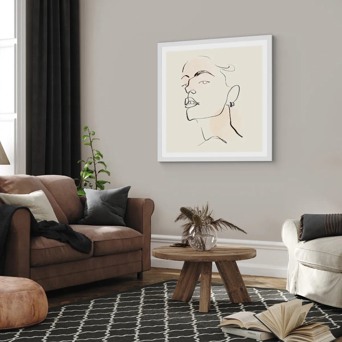 Affisch i vit ram - Stolt blick - 60x60 cm