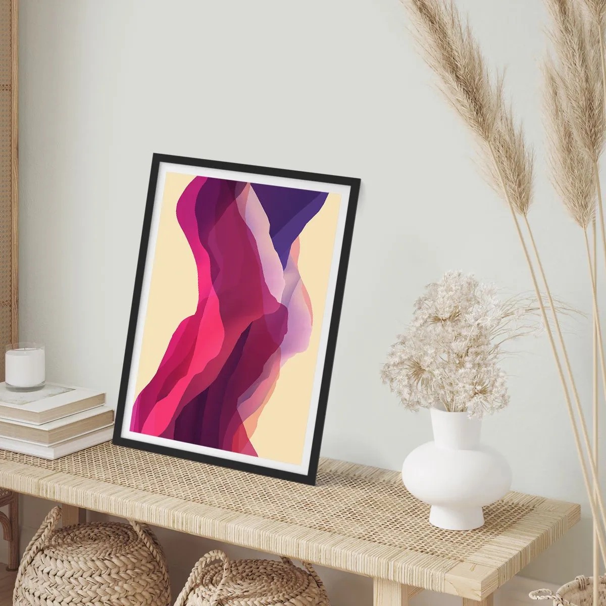 Affisch i svart ram - Purpurfärgade vågor - 40x50 cm