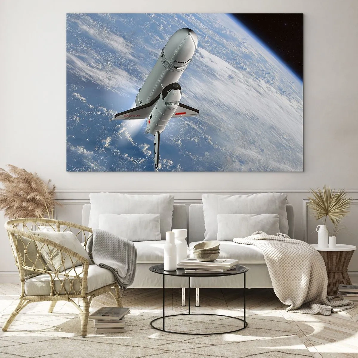 Glastavla - Bild på glas - Rymdfärd - 120x80 cm