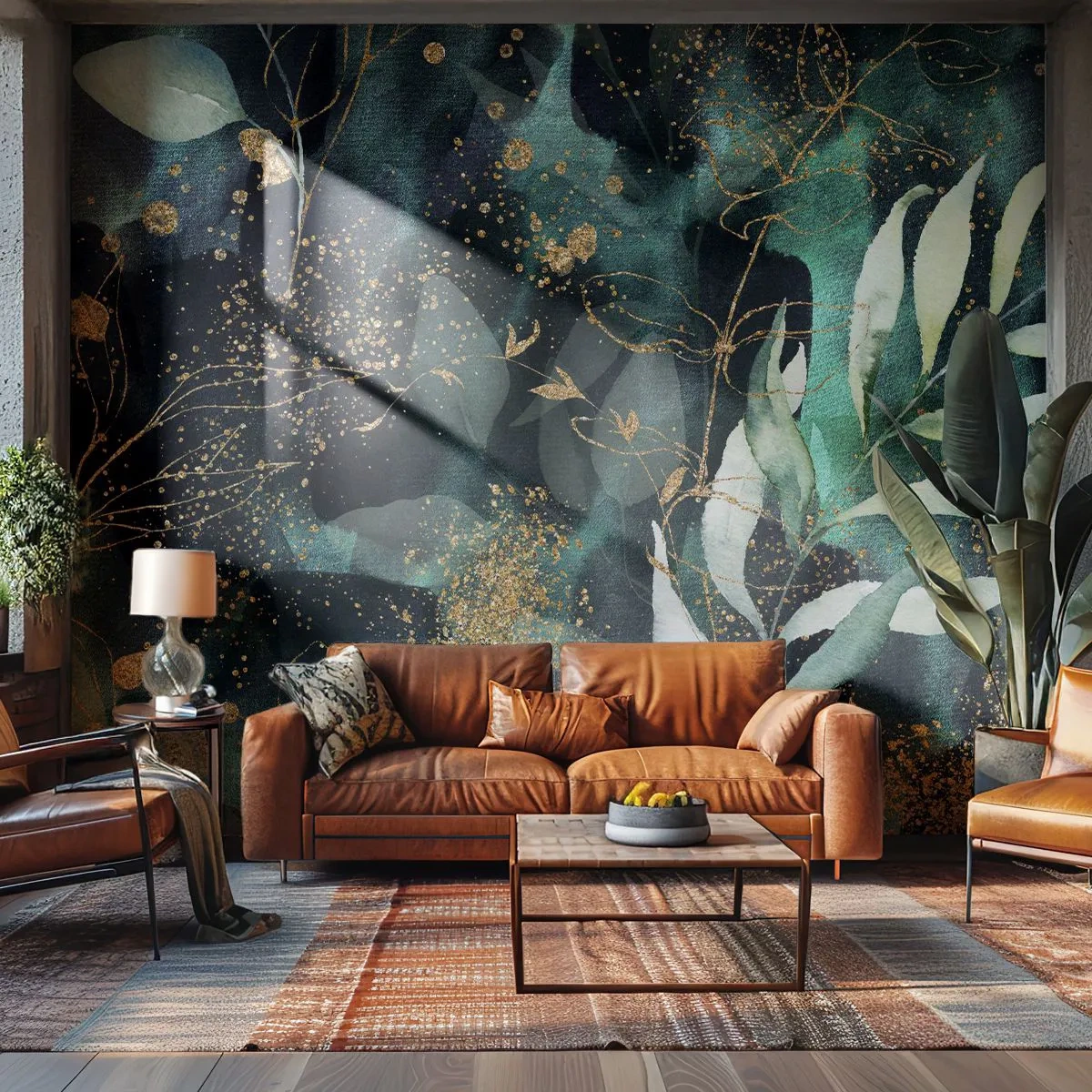 Fototapet Premium Canvas - Förtrollad trädgård - Växter, Löv, Botanik - 250x175 cm