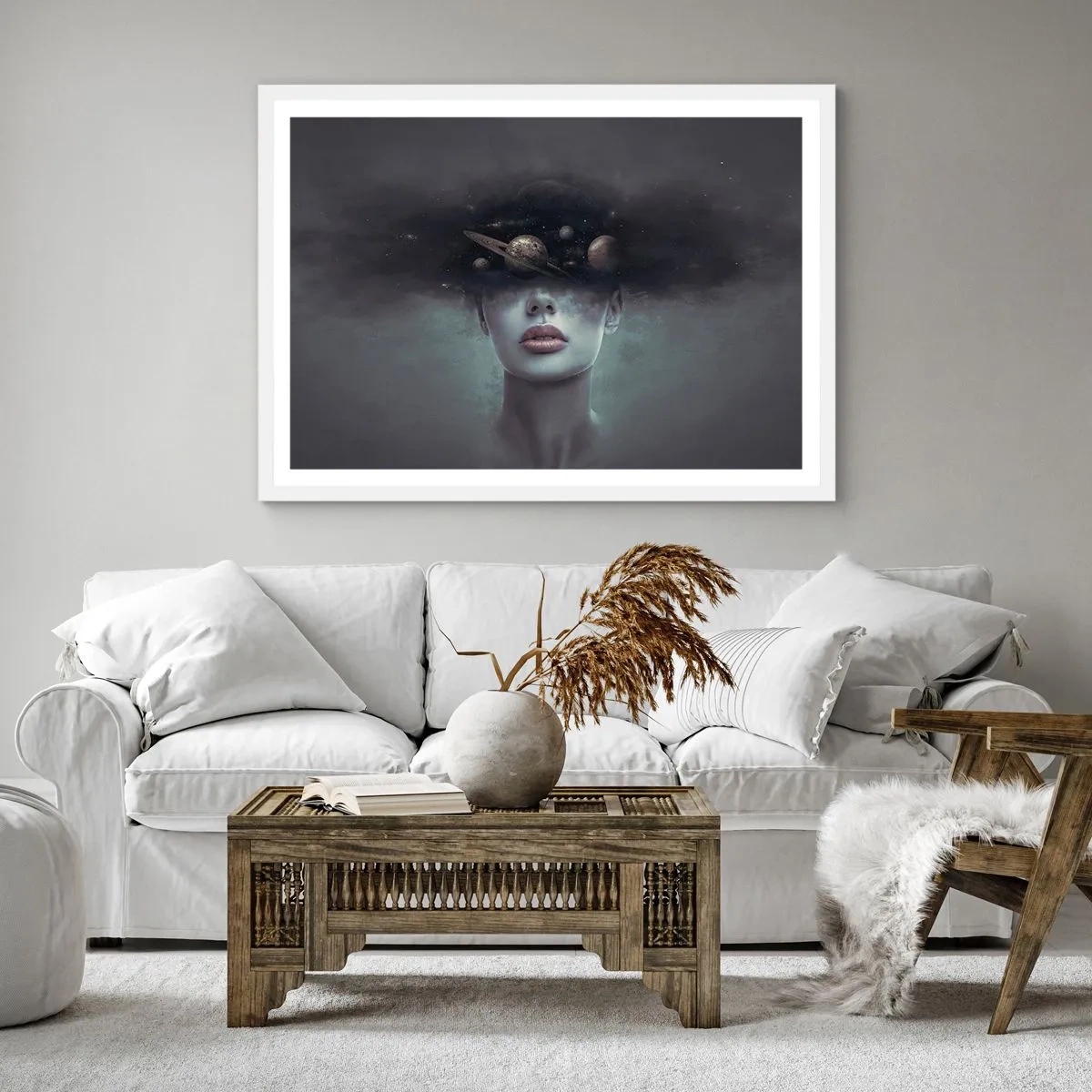 Affisch i vit ram - Och planeterna blir galna... - 60x60 cm