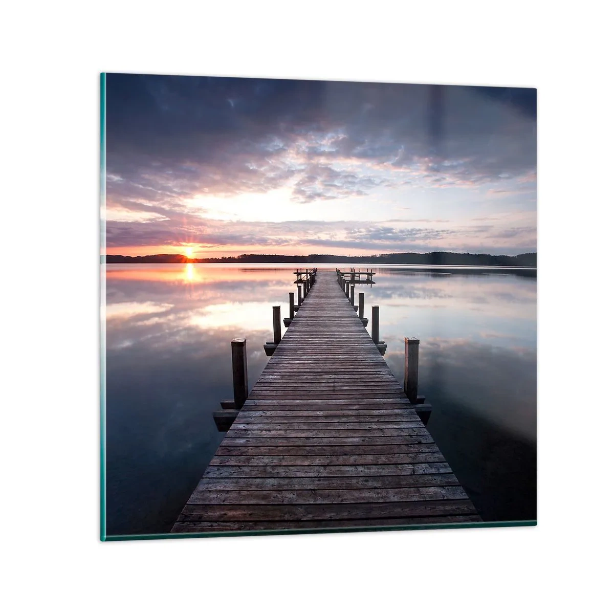 Glastavla - Bild på glas - Den tysta gränsen mellan dag och natt - 60x60 cm