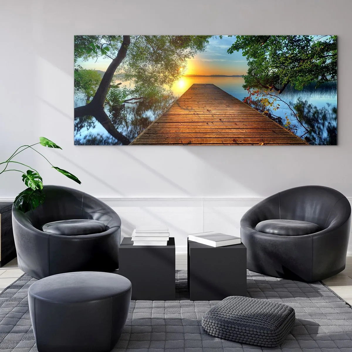 Glastavla - Bild på glas - Sakta ner, sätt dig - 140x50 cm