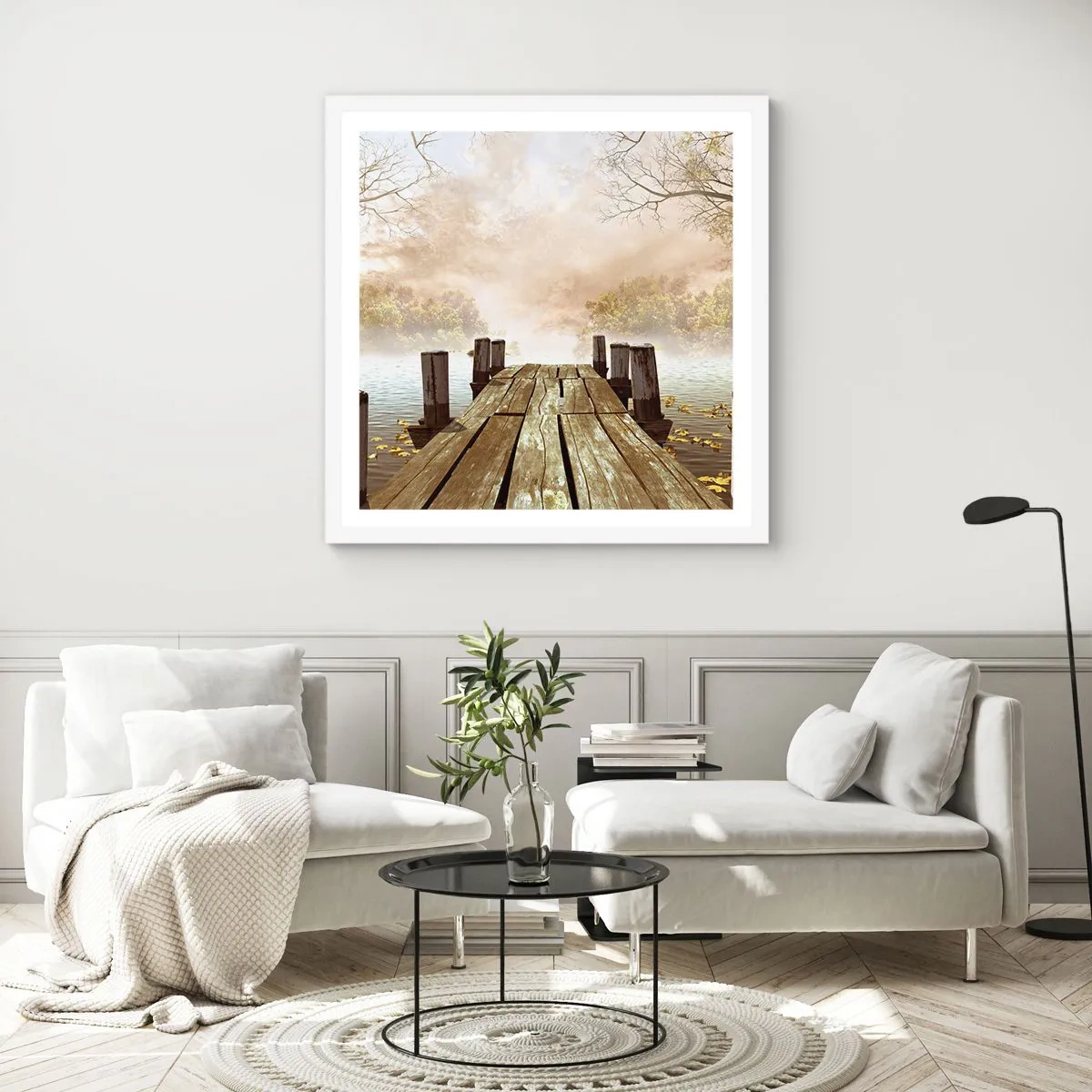 Affisch i vit ram - Höstledsen - 50x50 cm