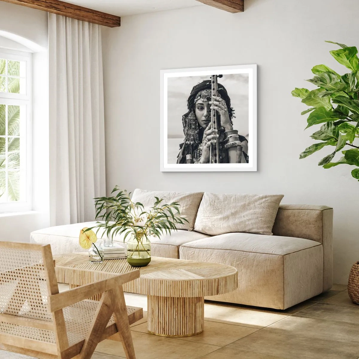 Affisch i vit ram - Bara Orientens musik - 60x60 cm