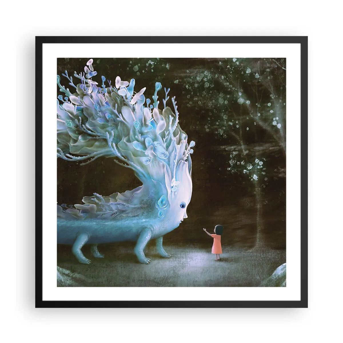 Affisch i svart ram - Fantastiskt möte - 60x60 cm