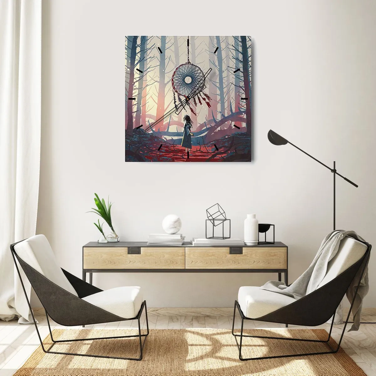 Väggklocka - Klocka på glas - Hemlighetsfull ritual av lyckan - 30x30 cm