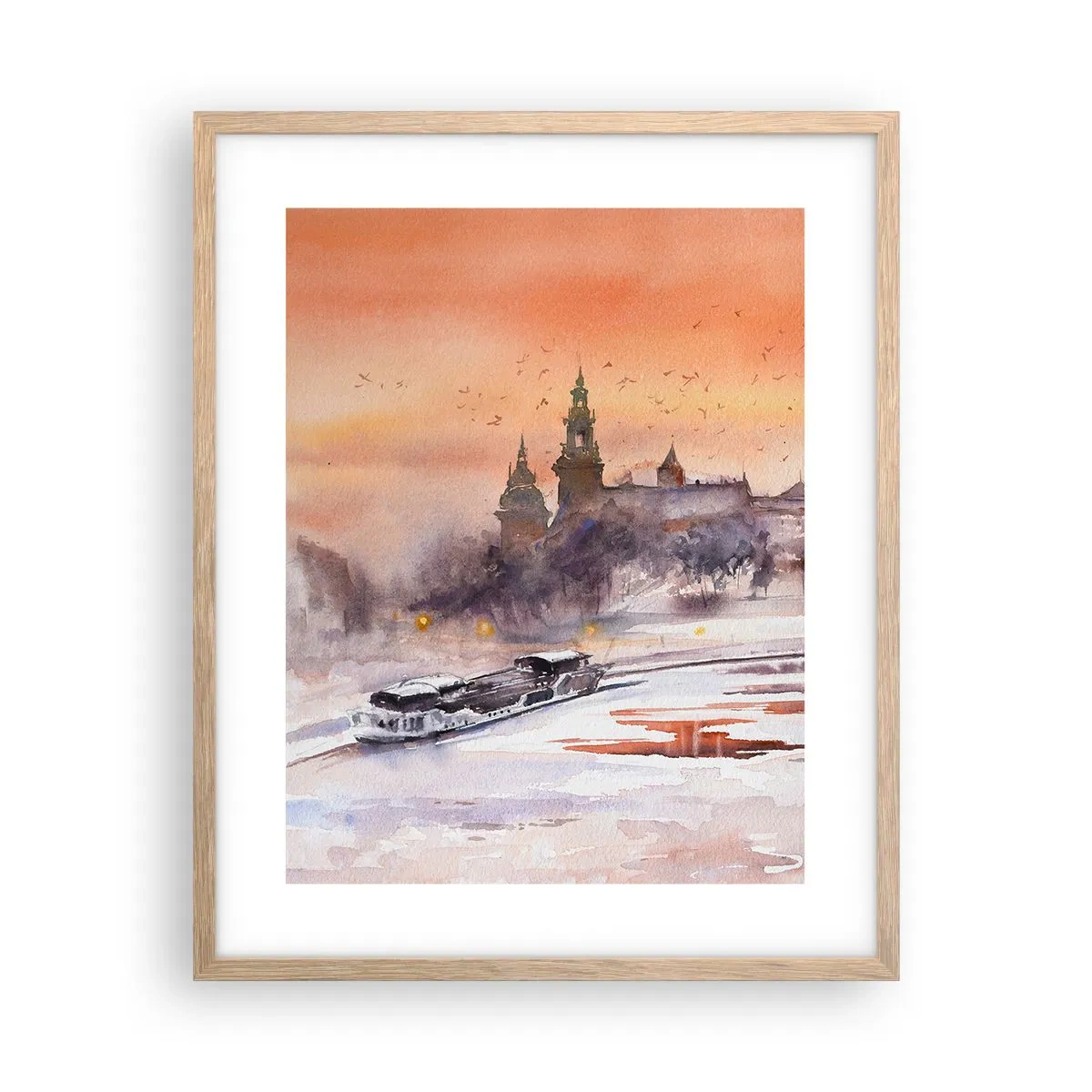 Affisch i ram av ljusek - Kunglig solnedgång - 40x50 cm