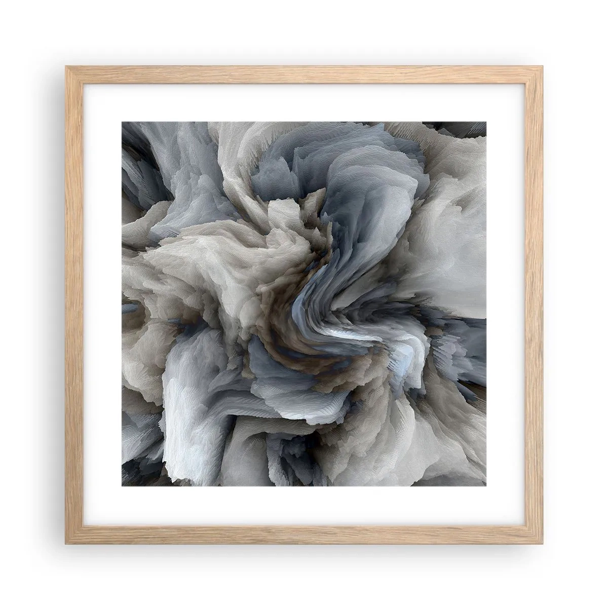 Affisch i ram av ljusek - Sten och blomma - 40x40 cm