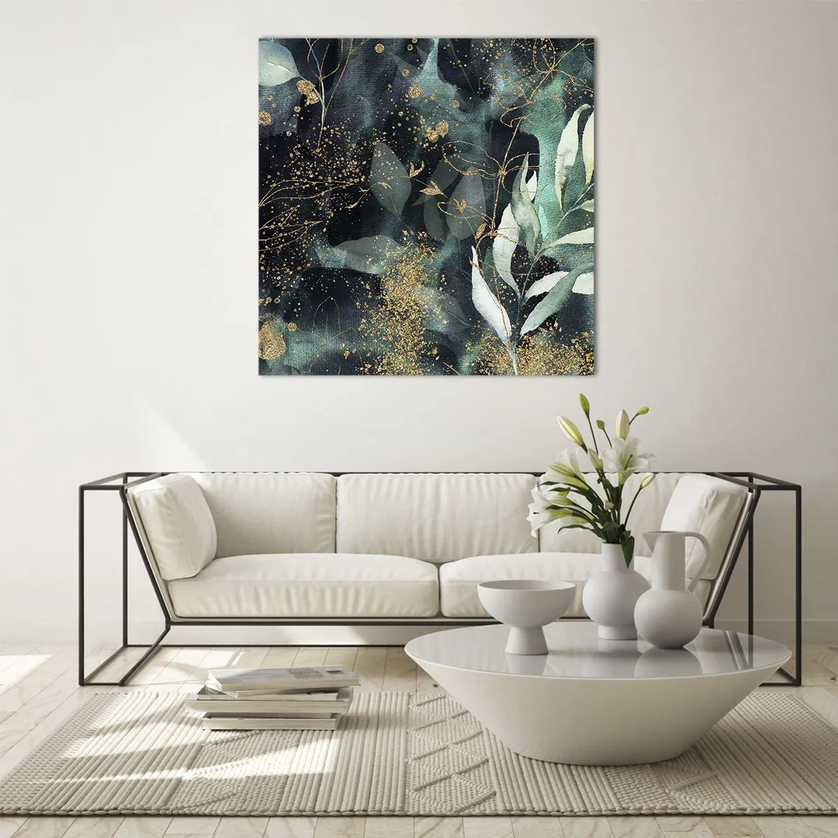 Glastavla - Bild på glas - Förtrollad trädgård - 40x40 cm