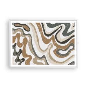 Affisch i vit ram - Meandrar av jordnära färger - 100x70 cm