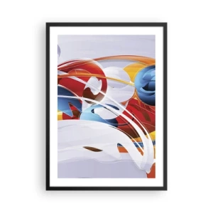 Affisch i svart ram - Färgglad abstraktion med dynamiska former - 50x70cm - Elementens dans - Modern väggdekoration för vardagsrum och sovrum ARTTOR