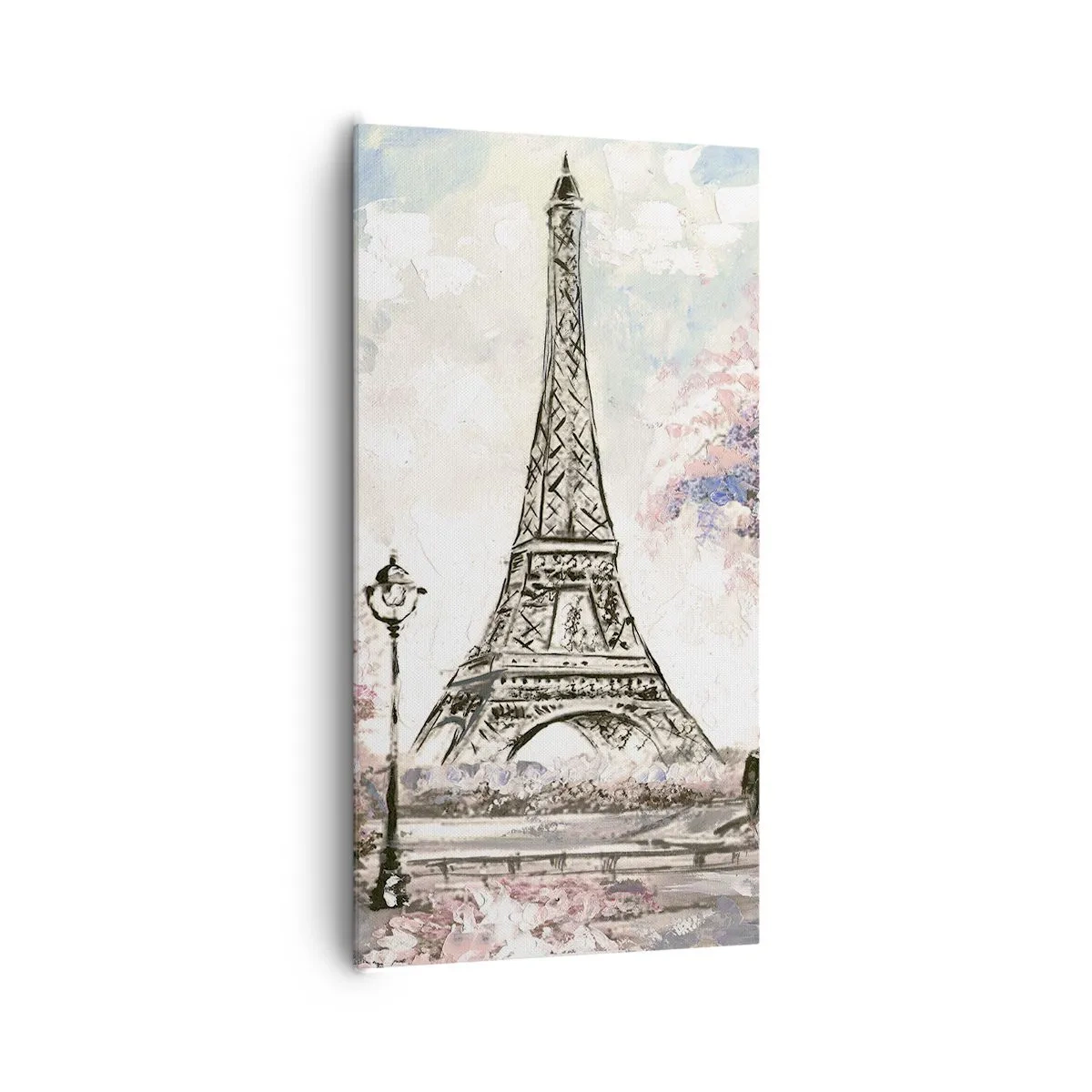 Canvastavla - Bild på duk - Aprilpromenad i Paris - 65x120 cm