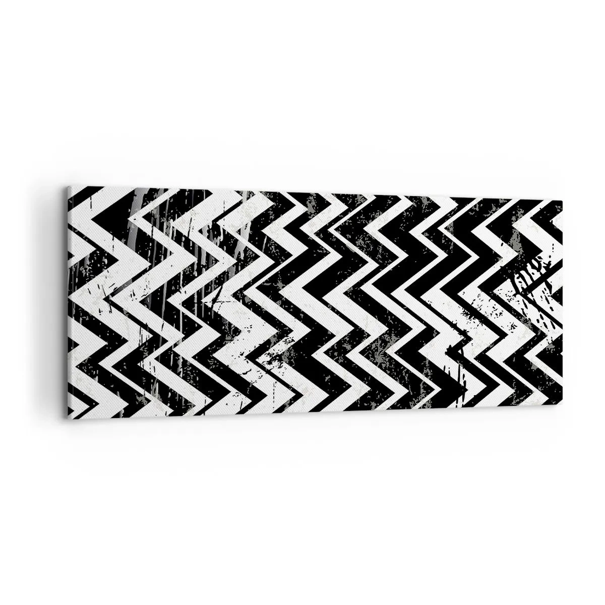Canvastavla - Bild på duk - Zick-vitt, zack-svart - 100x40 cm