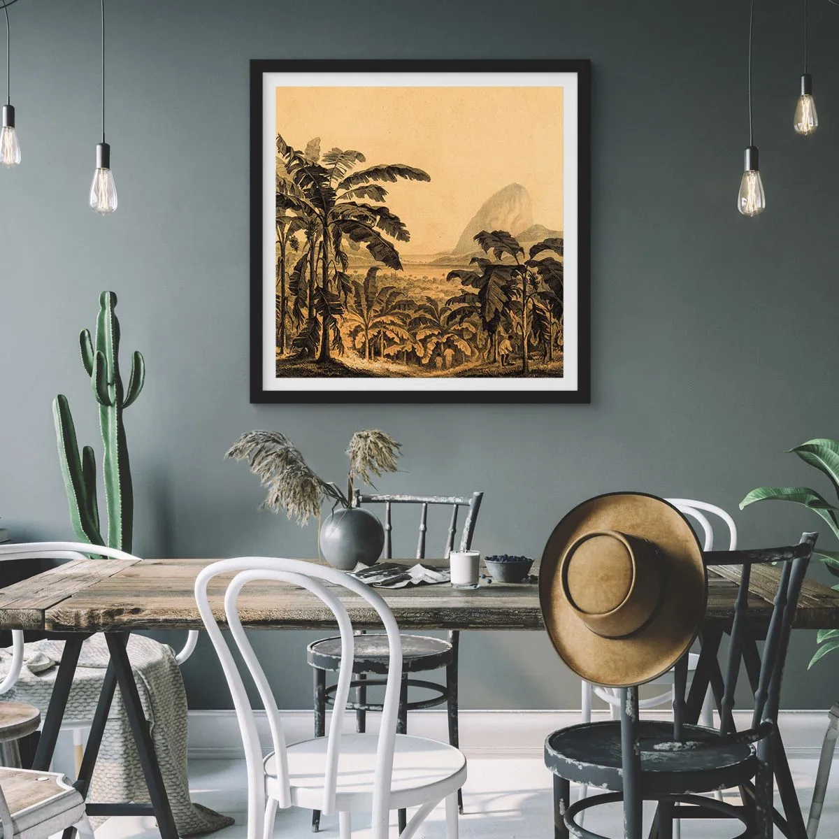 Affisch i svart ram - I kolonial stämning - 60x60 cm