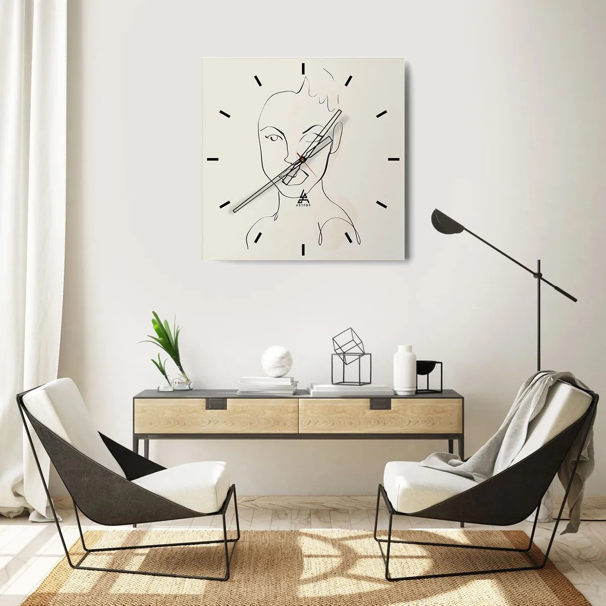 Väggklocka - Klocka på glas - Sensualitetens kontur - 30x30 cm