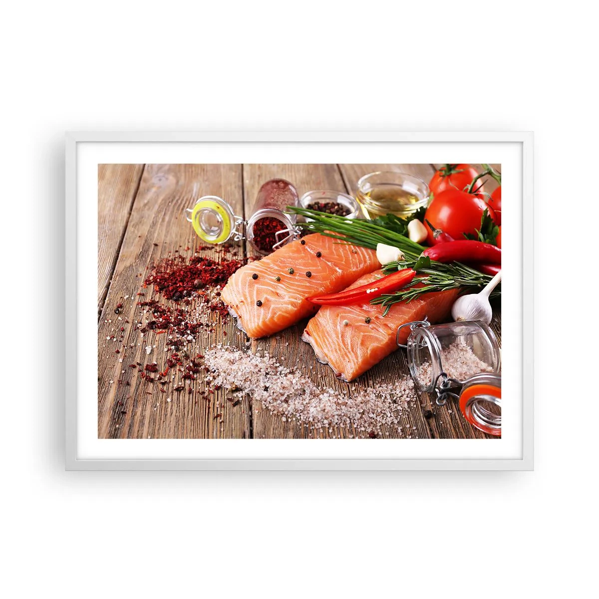 Affisch i vit ram - Norskt äventyr i köket - 70x50 cm