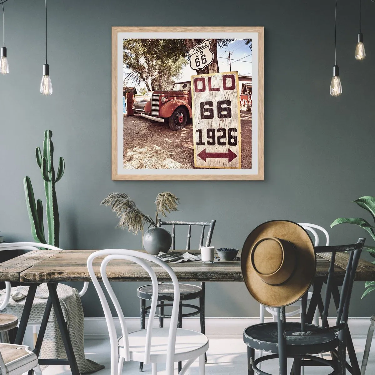 Affisch i ram av ljusek - Amerikanska provinsens legend - 30x30 cm