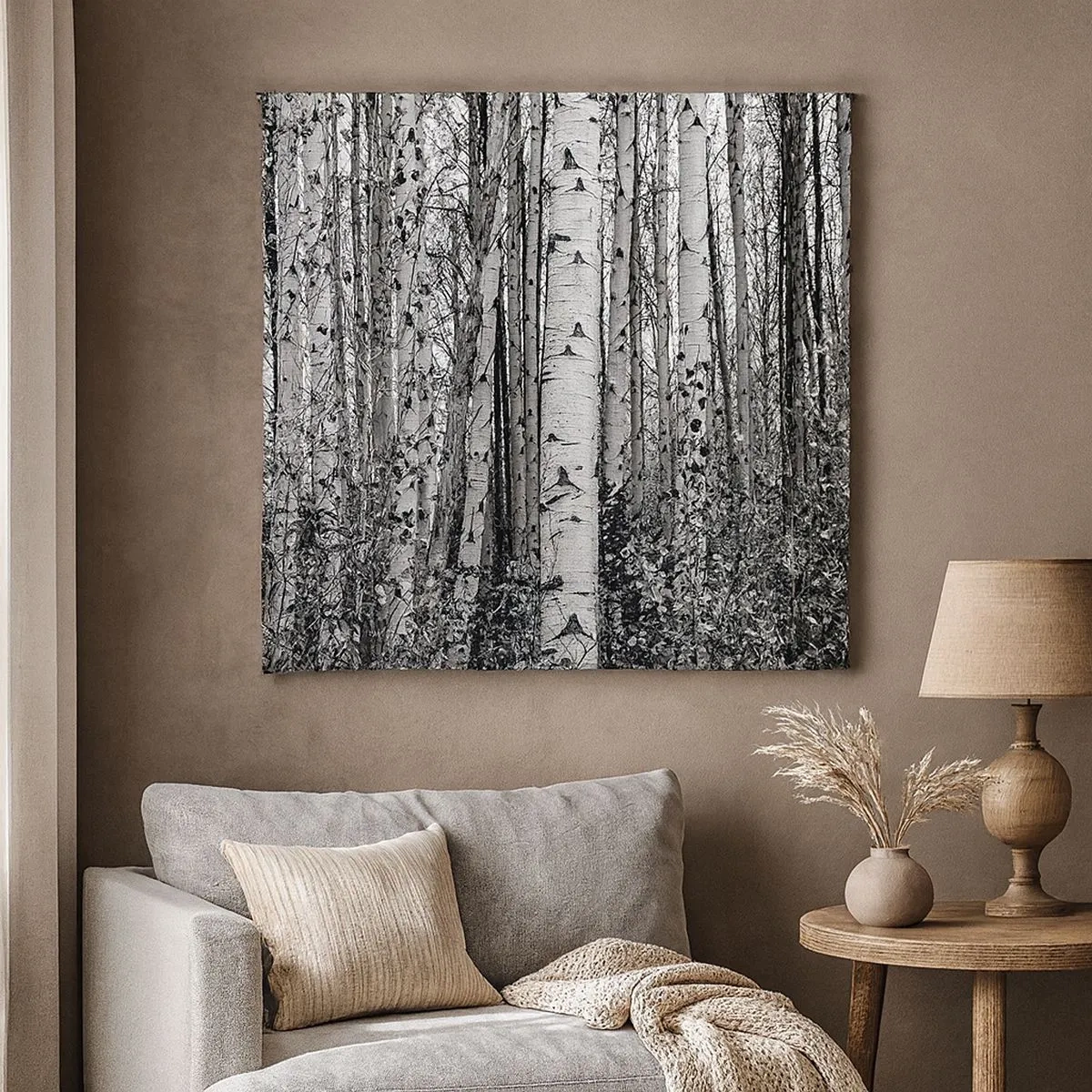 Canvastavla - Bild på duk - Björkpelargång - 30x30 cm