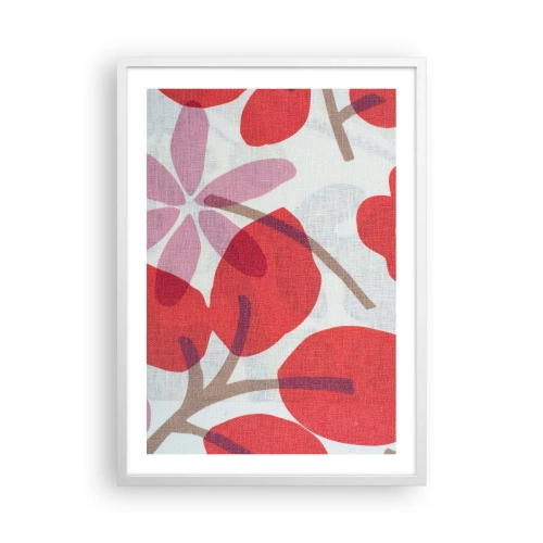 Affisch i vit ram - Blomsterkomposition i rosa - 50x70 cm
