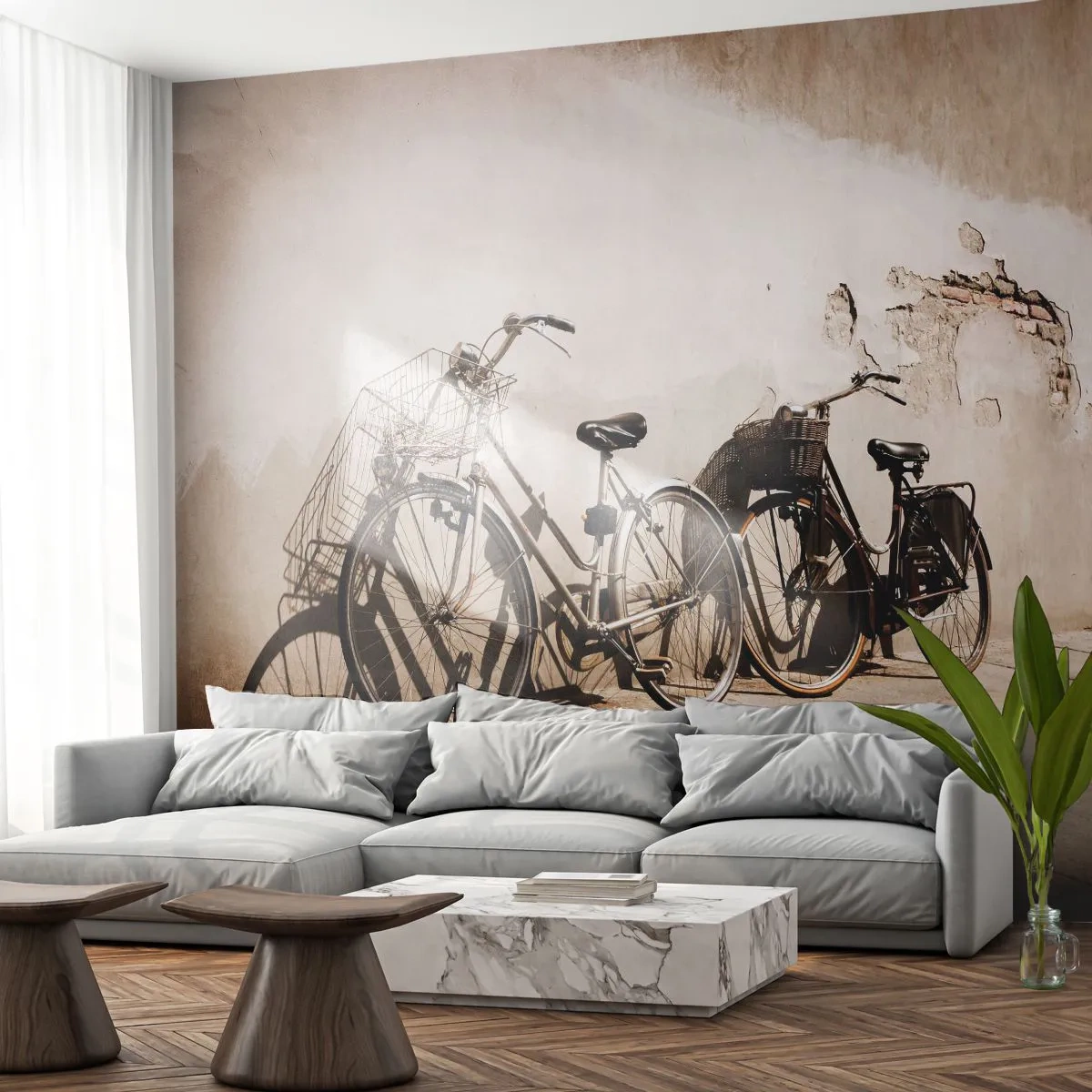 Fototapet Standard Eco - Oförglömlig charm av det förflutna - Cykel, Resa, Årgång - 250x175 cm