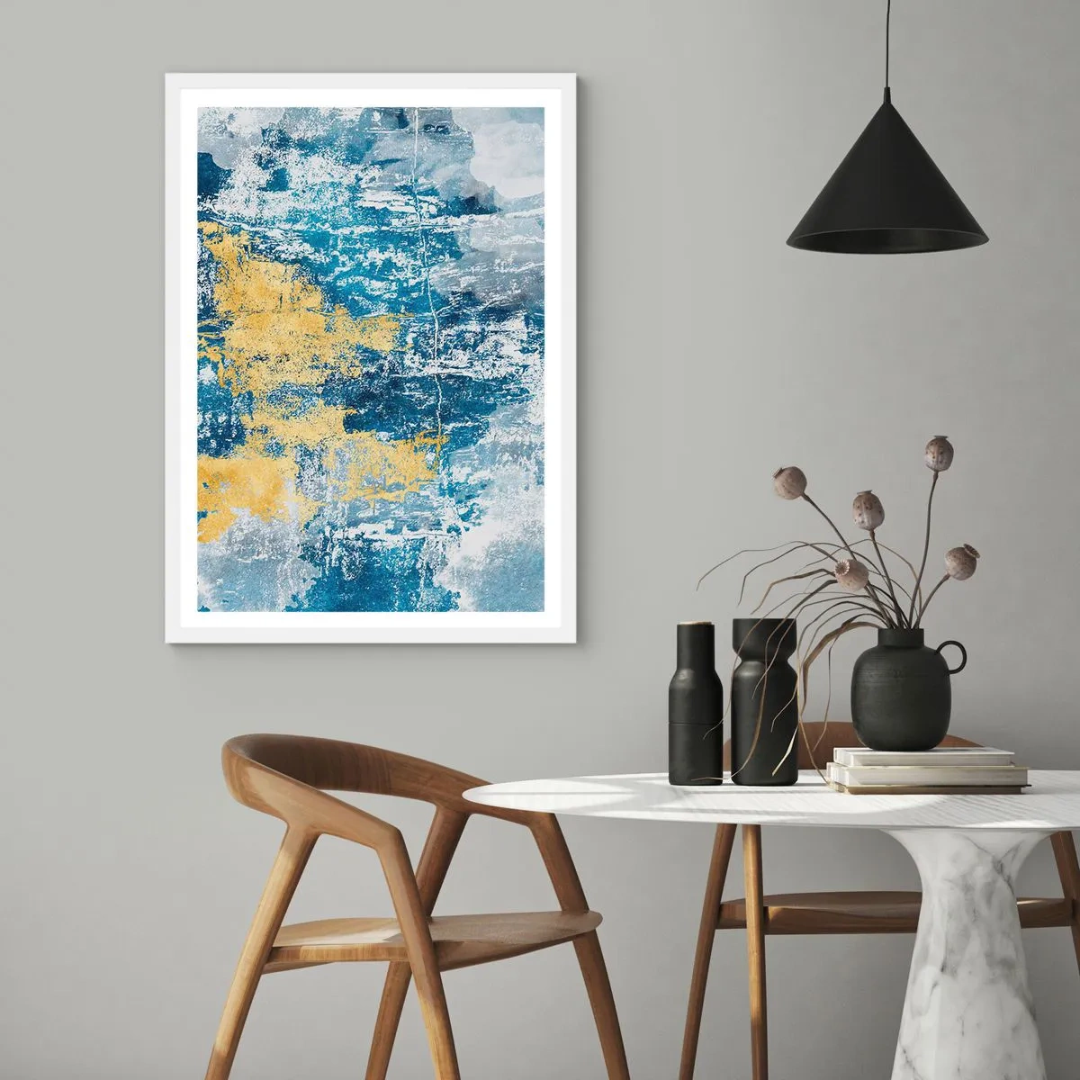 Affisch i vit ram - En väderfylld abstraktion - 70x100 cm