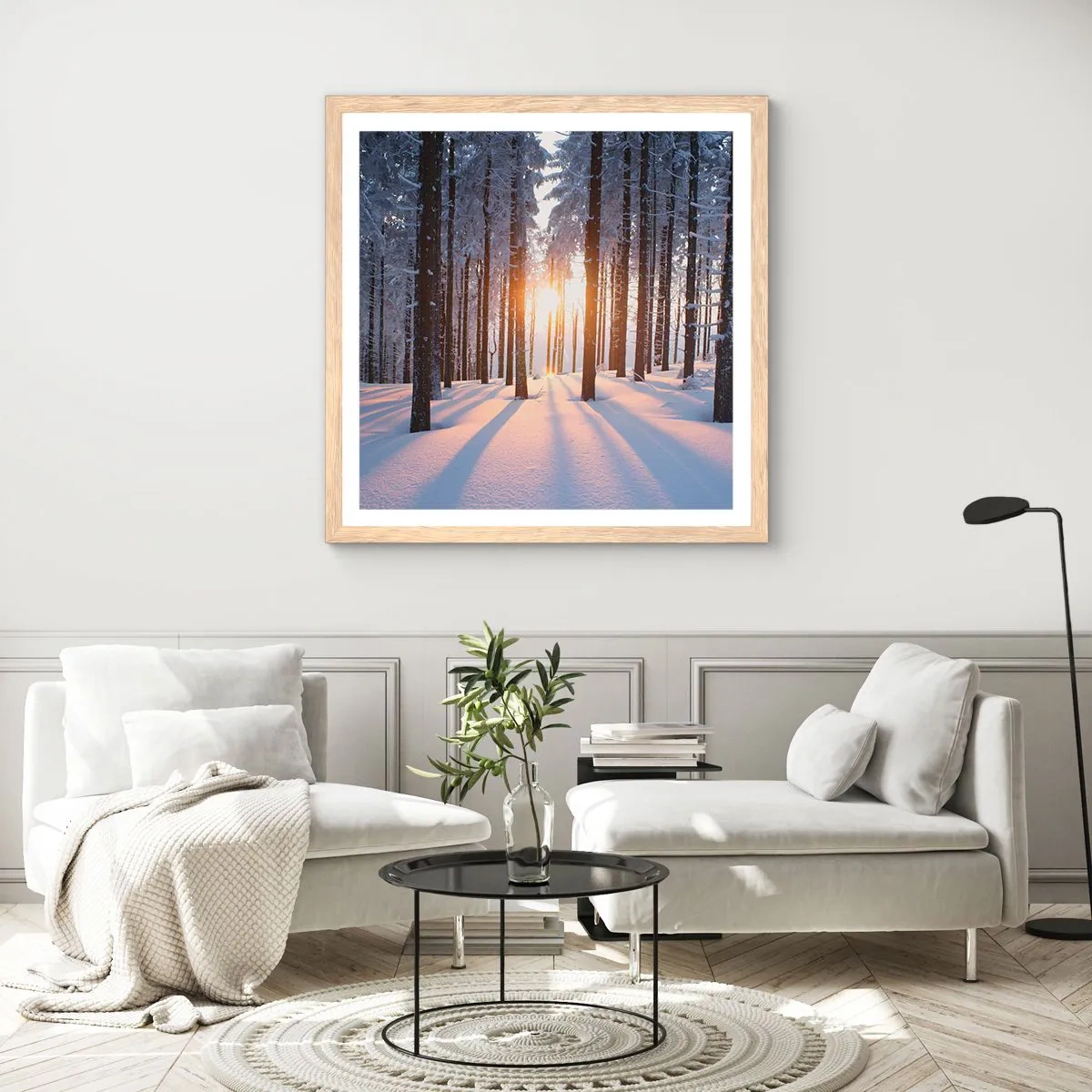 Affisch i ram av ljusek - Tydligt svart på vitt - 60x60 cm