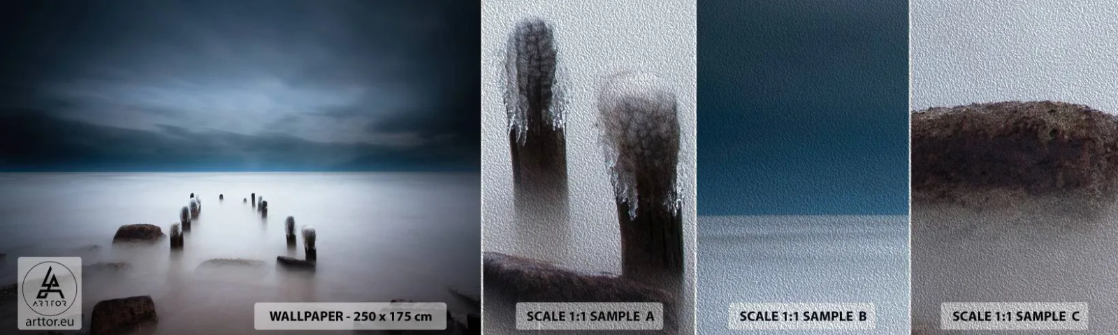 Provbit av fototapet Premium Sand - Fundersam sjö - Landskap, Hav, Sjö - 100x30 cm