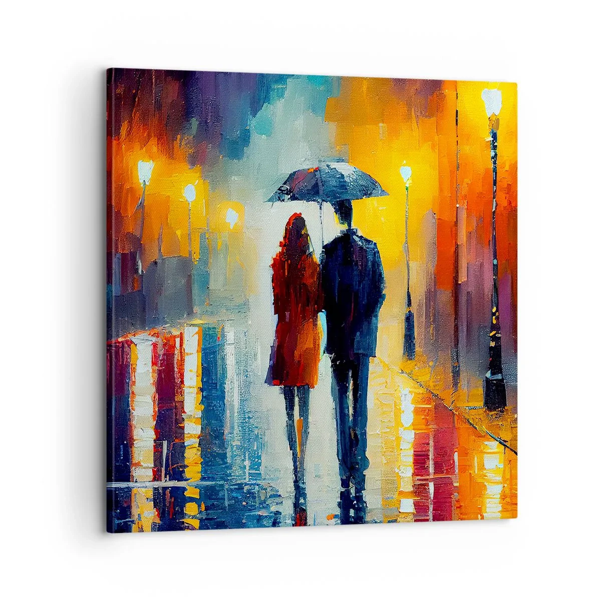 Canvastavla - Bild på duk - Tillsammans - en färgglad natt - 60x60 cm