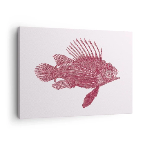 Canvastavla - Bild på duk - Ritning av en fisk i en röd nyans - 70x50cm - En invånare i exotiska vatten - Modern väggdekoration för vardagsrum och sovrum ARTTOR