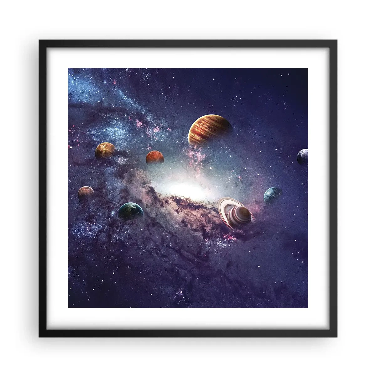 Affisch i svart ram - Sol- och danssystem - 50x50 cm
