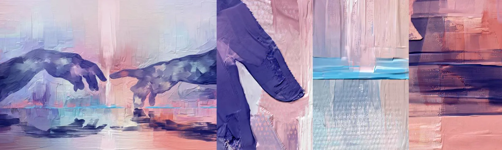 Provbit av självhäftande fototapet Deluxe Sticker - Den gudomliga gnistan av liv - Händer, Michelangelo, Bit - 100x30 cm