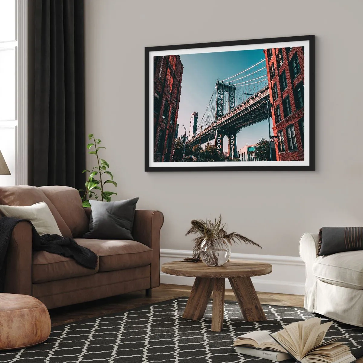 Affisch i svart ram - Över stadens vågor - 70x50 cm